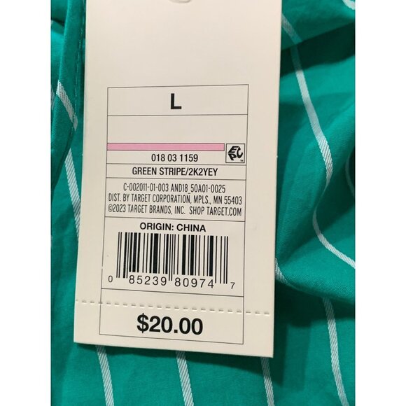 Large - Womens Sleeveless Shift Mini Dress - A New Day - Green Striped - Picture 3 of 9